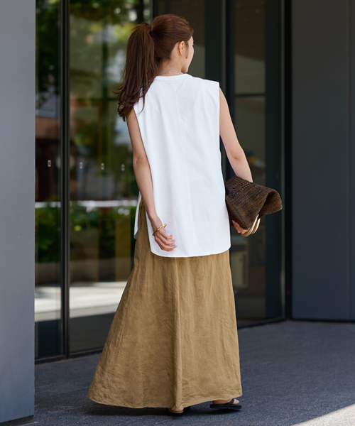 ATON エイトン ROUND HEM TANK TOP ノースリーブトップス FRAMeWORK タンクトップ ノースリーブ ATON/エイトン 12/-AIR