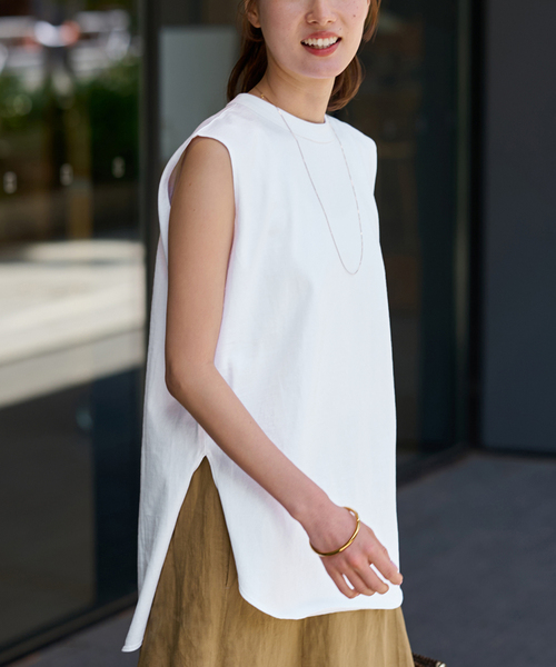 ATON エイトン ROUND HEM TANK TOP ノースリーブトップス FRAMeWORK タンクトップ ノースリーブ ATON/エイトン 12/-AIR
