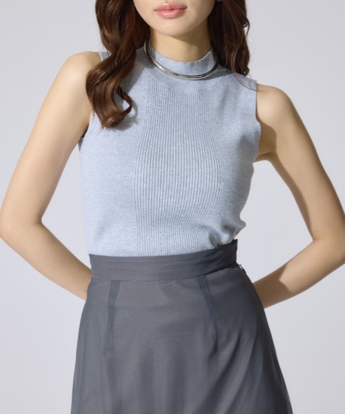 riendaリエンダ スリーブレスラメウォッシャブル Knit TOP rienda（リエンダ） ニット セーター スリーブレスラメウォッシャブル