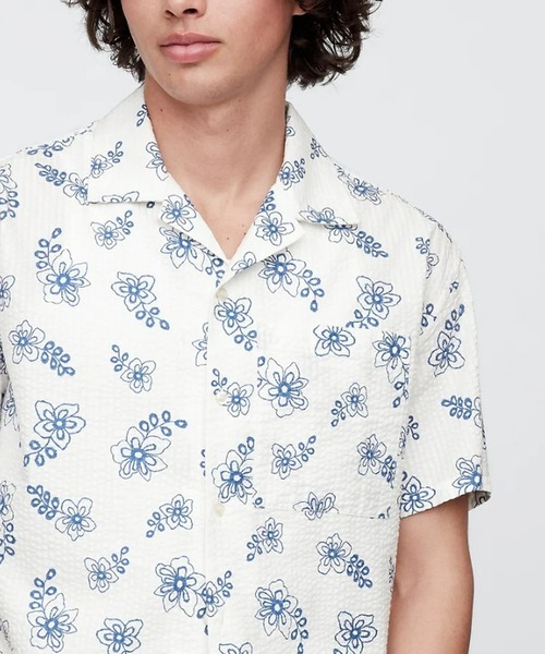 GAP シャツ ボックスシルエット シアサッカーシャツ メンズ