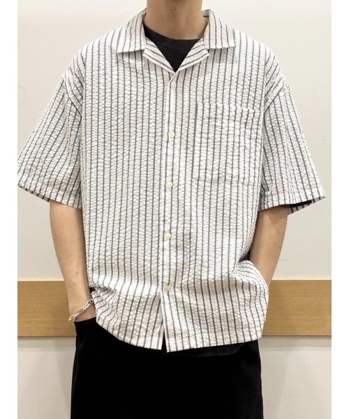 ROBINSON 短丈 チェックシャツ　シアサッカー ボックスシルエット ROBINSON 短丈 チェックシャツ シアサッカー ボックスシルエット