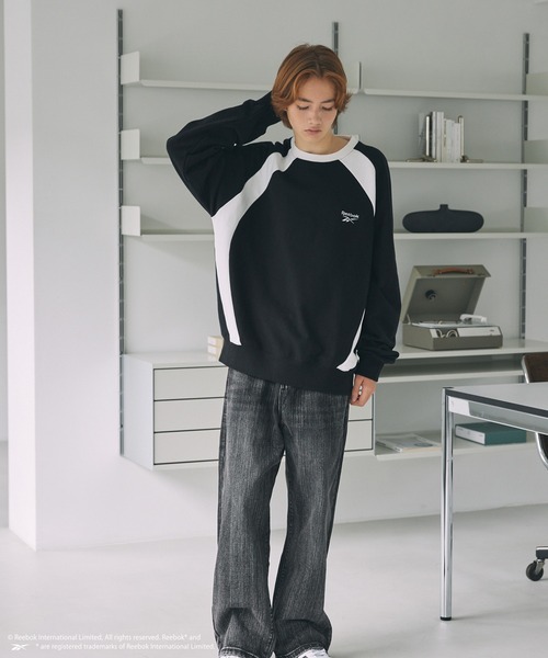 「Reebok」 スウェットカットソー S ブラック メンズ