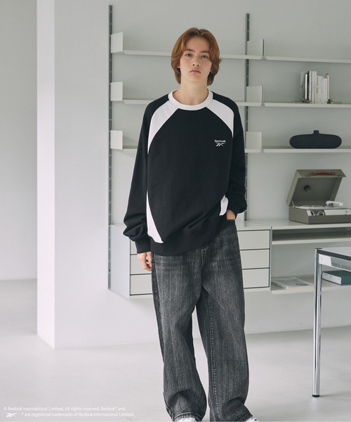 「Reebok」 スウェットカットソー S ブラック メンズ