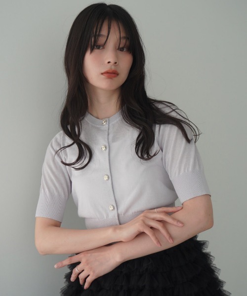 エイミーイストワール eimy istoire Heart ボタンシアーカーディガン （WHITE） エイミーイストワール eimy istoire Heart ボタンシアー