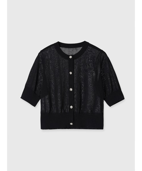 カーディガン BOUCLE TWEED ハーフスリーブカーディガン レディース ラミーミックスツイストコットン ハーフスリーブカーディガン