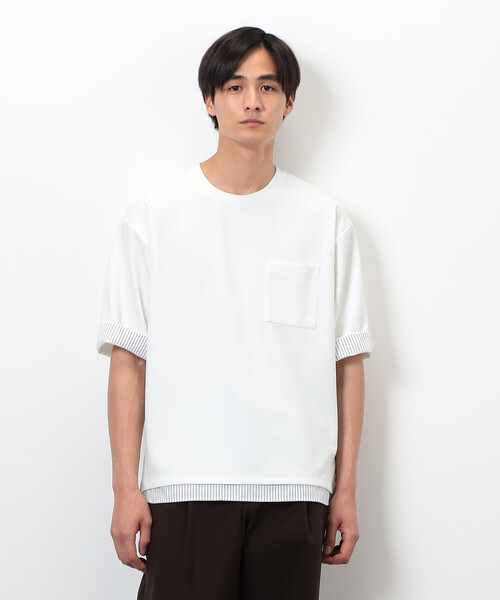 COMME CA ISM（コムサイズム） tシャツ ストレッチポンチ×ストライプ
