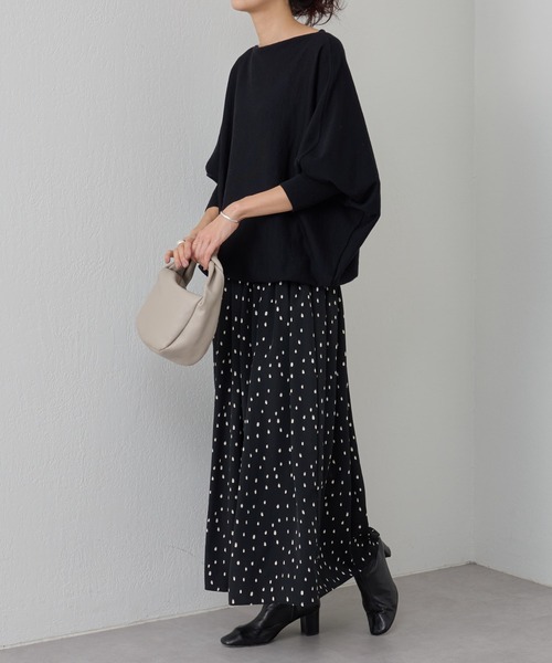BEARDSLEY ドット柄 ロングスカート　キュロット　ブラック BEARDSLEY（ビアズリー）の「クリンクルドットスカート