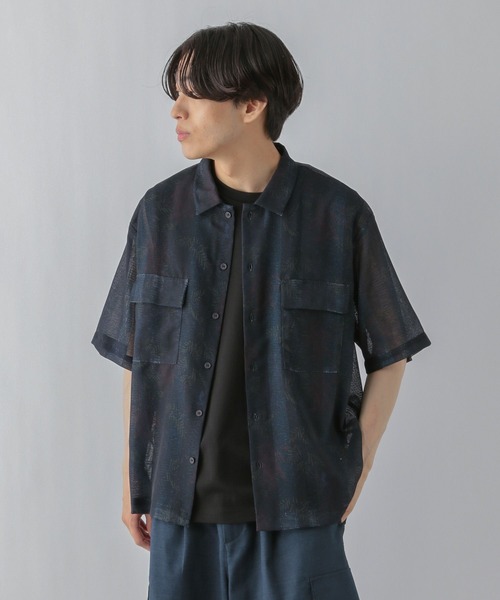 GLOBAL WORK（グローバルワーク） シャツ 快適サマーシャツ/透かし柄