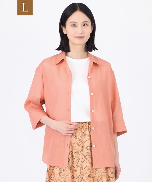 ブラウス シャツ 「L」「接触冷感」「ウォッシャブル」シルキーローンシャツブラウス レディース