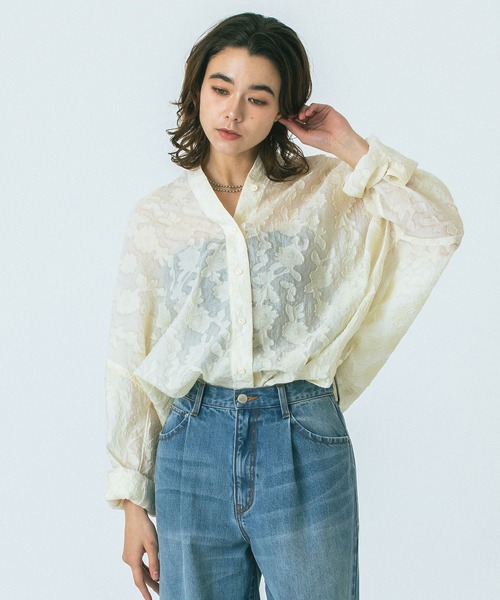 ROSE BUD（ローズバッド） ブラウス シャツ (GENE HEAVENS)SHEER LACE
