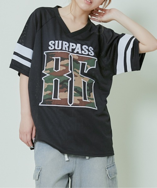 tシャツ 半袖 「メッシュ×BIGロゴ」ナンバリングTシャツ／カジュアル