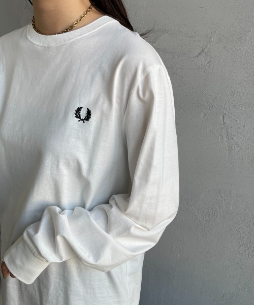 「FRED PERRY」 長袖カットソー M ホワイト レディース