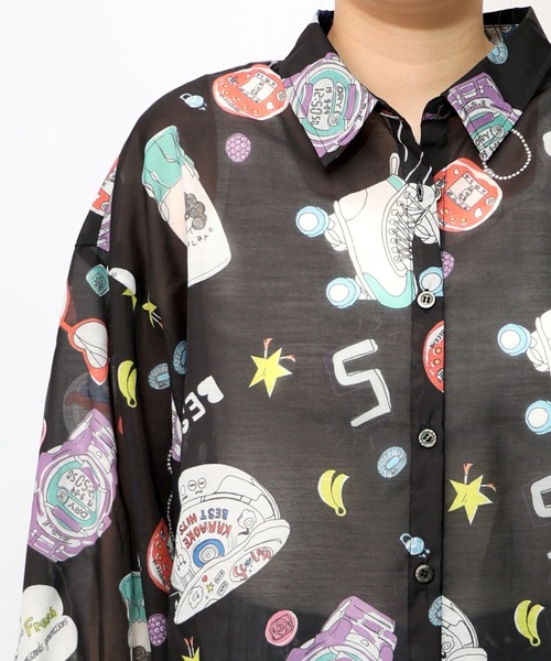 ScoLar（スカラー） ブラウス シャツ レトロ総柄シャツ レディース 