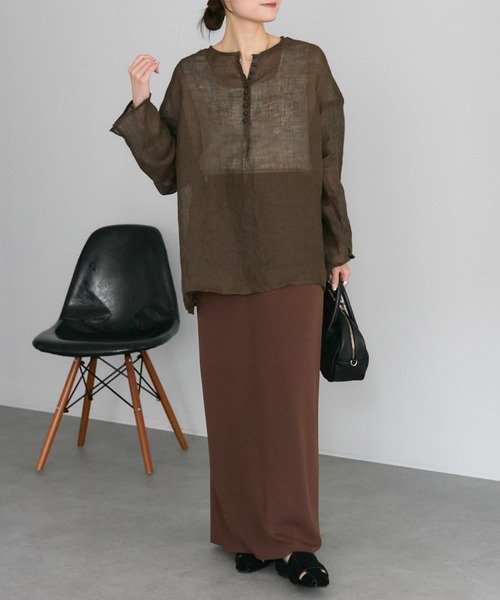 リネン100%　PUAL　CE　CIN　ブラウス　美品 pual ce cin ブラウス シャツ リネンガーゼ プルオーバー
