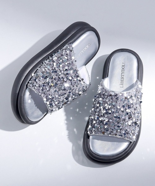 「LibertyDoll」 フラットサンダル S シルバー レディース_画像3