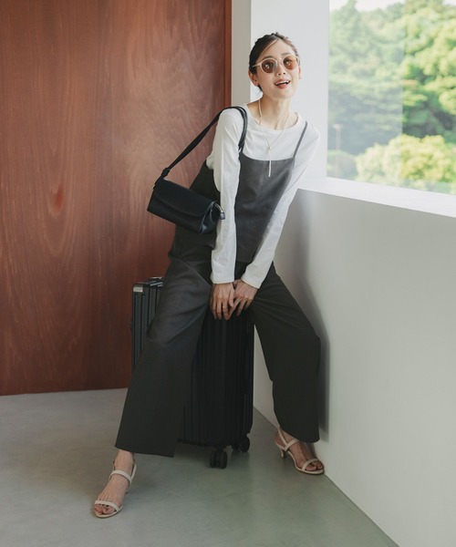 GLOBAL WORK ＊冷感サロペット/長袖Tシャツセット GLOBAL WORK サロペット オーバーオール 冷感サロペ＊Tシャツ