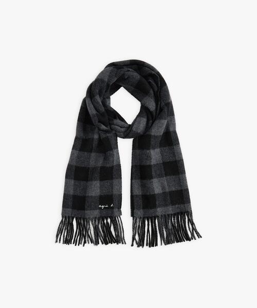 agnes b.（アニエスベー） マフラー ストール チェック ウール混