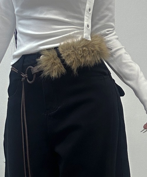 FOLLOWIN（フォロウィン） ワイドパンツ カーゴパンツ フェイクファー 