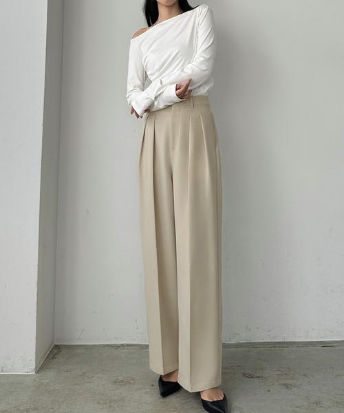 「Louere」 スラックス X-LARGE ダークグレー レディース_画像3