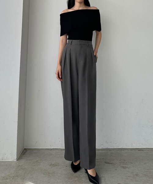 「Louere」 スラックス X-LARGE ダークグレー レディース_画像6