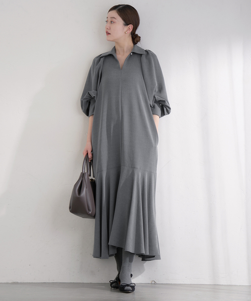 新品　IENA ワンピース IENA（イエナ） ワンピース ＆NAVY メランジツイルギャザーワンピース