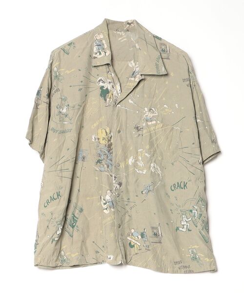 ポータークラシック　シャツ　半袖シャツ PORTER CLASSIC（ポータークラシック） 花柄半袖シャツ S グリーン