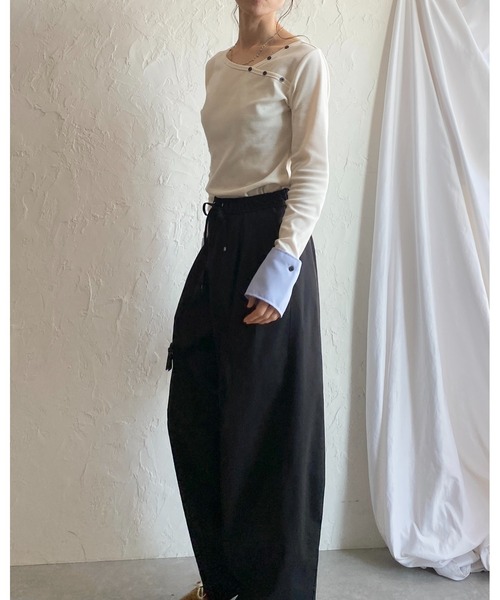 She's Closet tシャツ 長袖 配色バイカラー カフスシャツ レイヤード風