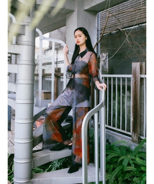 sahara（サハラ） パンツ Art Print Sheer Pants レディース