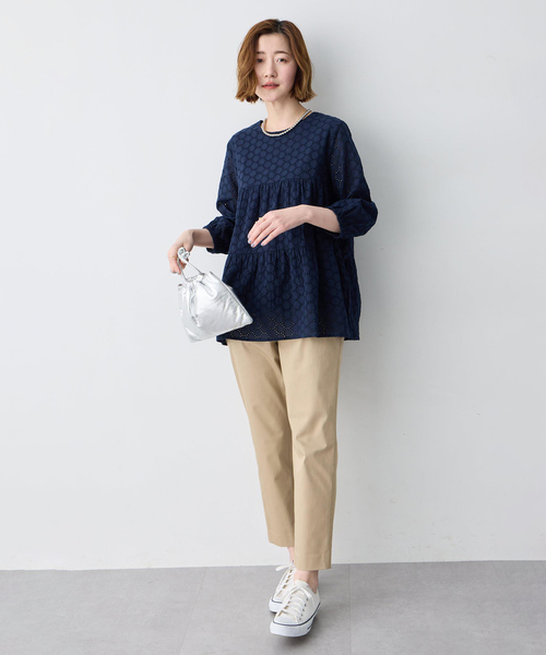 Petit Honfleur（プチオンフルール） tシャツ レースティアード