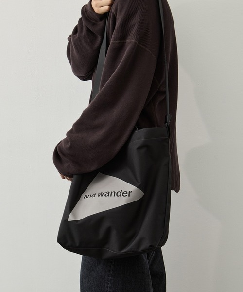 and wander ブラック トートバッグ and wander（アンドワンダー） トートバッグ 「and wander/アンド