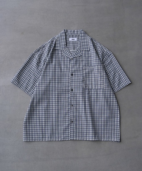 SINSS シャツ 半袖 Check seersucker shirt / チェックシアサッカー