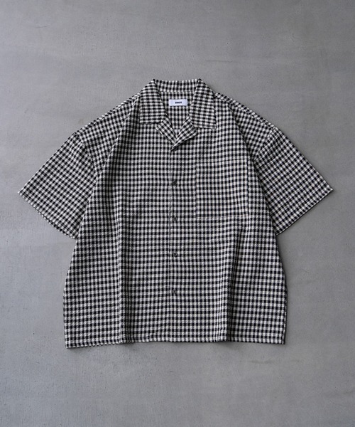 SINSS シャツ 半袖 Check seersucker shirt / チェックシアサッカー