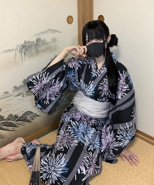 浴衣 「nonoc×merrylatteコラボ」えすセレクト／二部式浴衣と帯(兵児帯