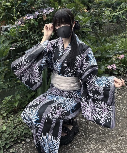 浴衣 「nonoc×merrylatteコラボ」えすセレクト／二部式浴衣と帯(兵児帯