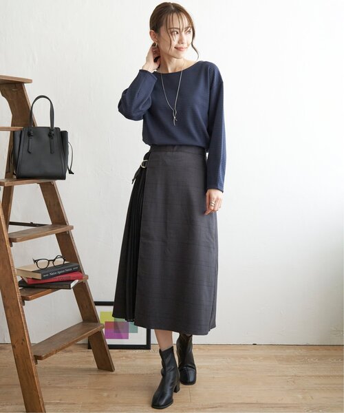 「IKKA LOUNGE」 ロングスカート L ダークグレー レディース_画像4