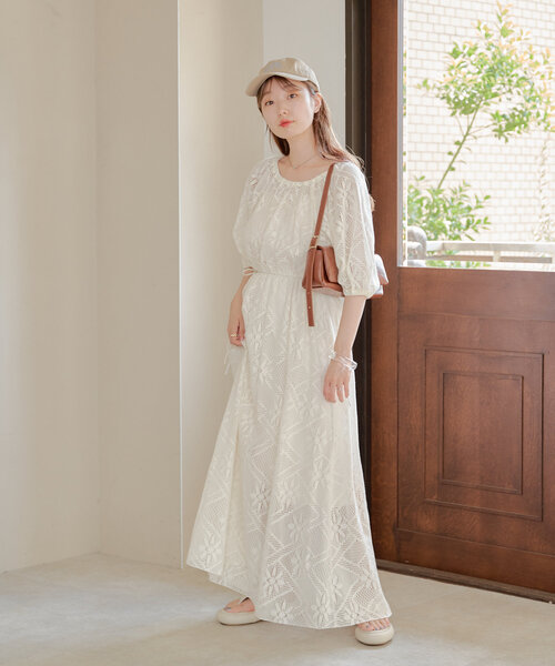 「Kastane」 半袖ワンピース 1 アイボリー レディース_画像3