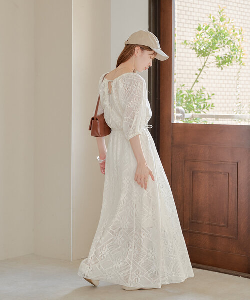「Kastane」 半袖ワンピース 1 アイボリー レディース_画像5