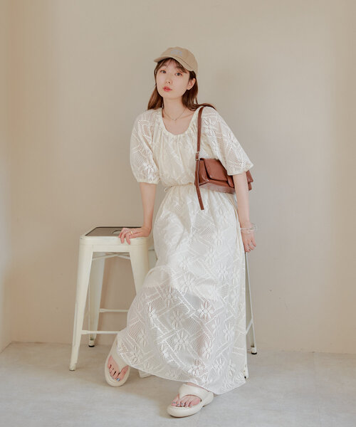 「Kastane」 半袖ワンピース 1 アイボリー レディース_画像7