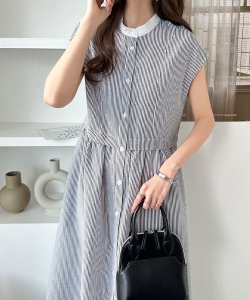 「GeeRA」 半袖ワンピース MEDIUM ベージュ レディース_画像3