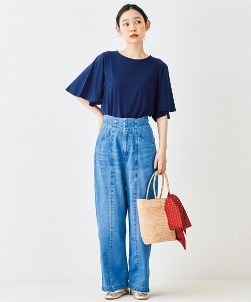 「and myera」 デニムパンツ LARGE ライトインディゴブルー レディース_画像6