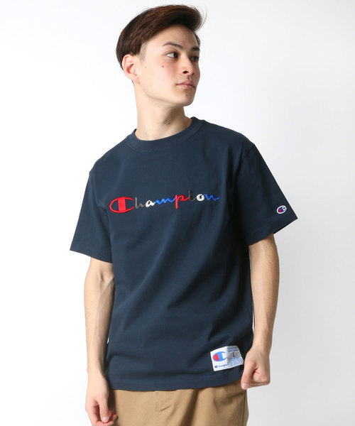 Champion（チャンピオン） tシャツ カラーロゴ刺繍 Tシャツ メンズ