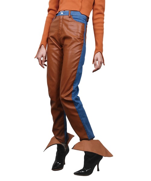 VIAVANDA ジーンズ デニム デニムパンツ Leather Bicolor Denim