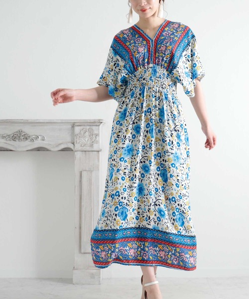 ワンピース 色鮮やかな花柄の北欧風ロングワンピース Zozotown Paypayモール店 通販 Paypayモール