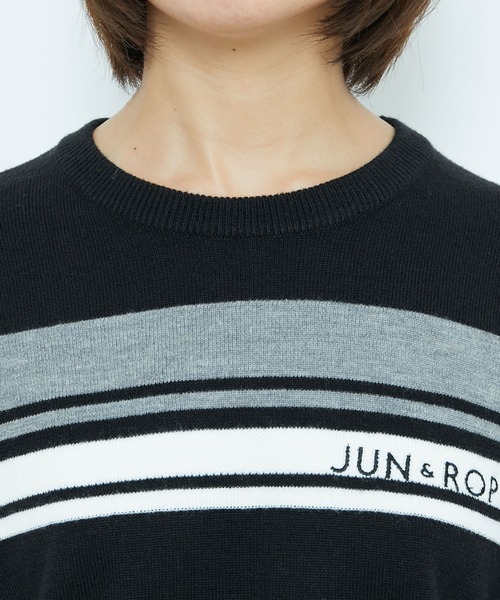 JUN&ROPE' ニット セーター 配色ライン使い長袖ニットプル