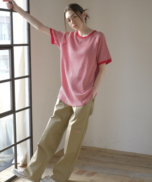 FRUIT OF THE LOOM tシャツ ボーダーワッフルショートスリーブ T