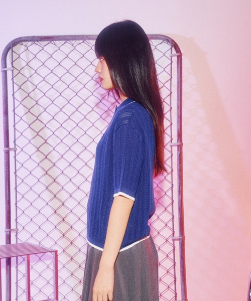 ポロシャツ ポロ (WOMAN) WAVE Symbol Cable  SHORT SLEEVE Collar Knit レディース codegraphy ポロシャツ ポロ (WOMAN) WAVE Symbol Cable SHORT