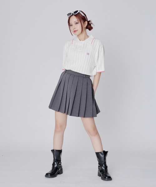 ポロシャツ ポロ (WOMAN) WAVE Symbol Cable  SHORT SLEEVE Collar Knit レディース codegraphy ポロシャツ ポロ (WOMAN) WAVE Symbol Cable SHORT
