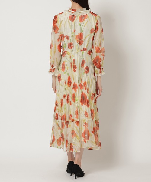 42【新品未使用タグ付】オーディアミューズ フロントレースプリーツワンピース Audie a Muses ワンピース フロントレースプリーツワンピース