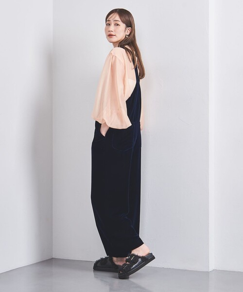 【美品】UNITED ARROWS ベルベットサロペット ネイビー38 UNITED ARROWS（ユナイテッドアローズ） サロペット オーバーオール