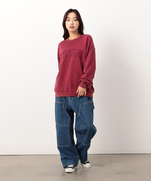 フロスト加工ロゴ刺繍クルーネックプルオーバー Purple&Yellow tシャツ フロスト加工ロゴ刺繍クルーネックプル